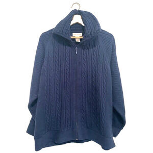 Draper's & Damon's - Chunky knit navy zip up cardigan women's size 1X